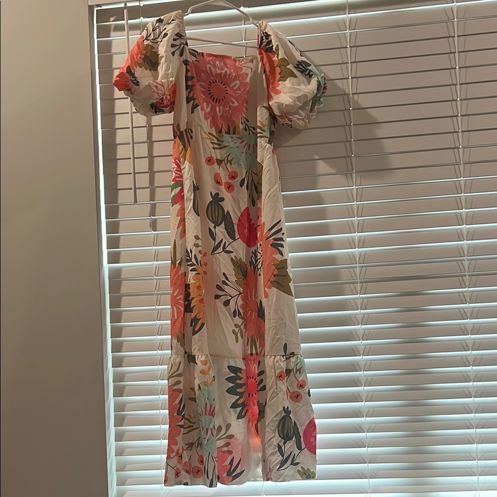 SHEIN Orange Pink Halter Maxi Sundress